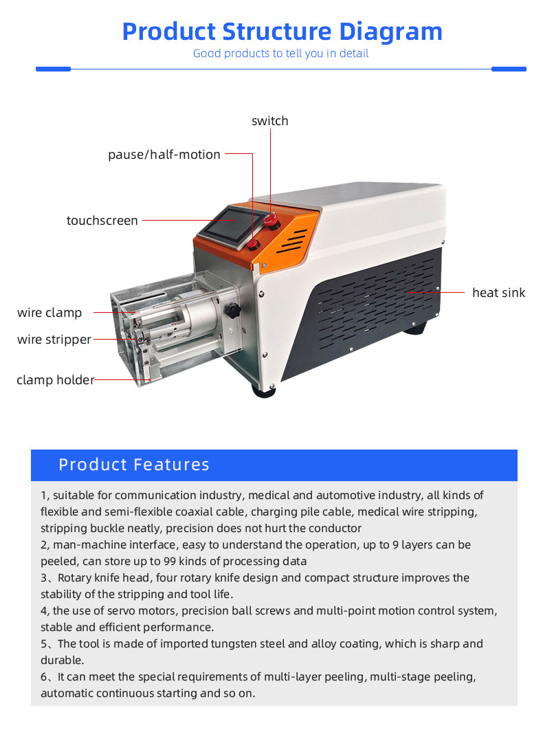 TR-8608D Semi-auto Coaxial Cable Stripping Machine