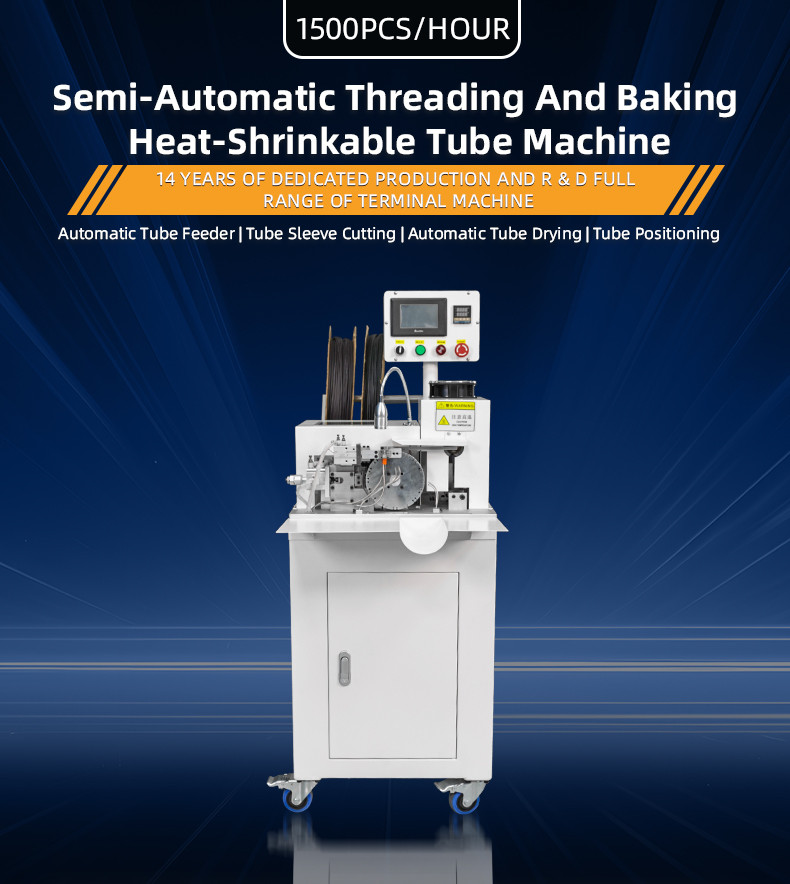 semi-automatic threading and baking heat shrinkable tube machine