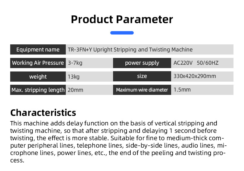 TR-3FN+Y Vertical Cable Stripping and Twisting Machine