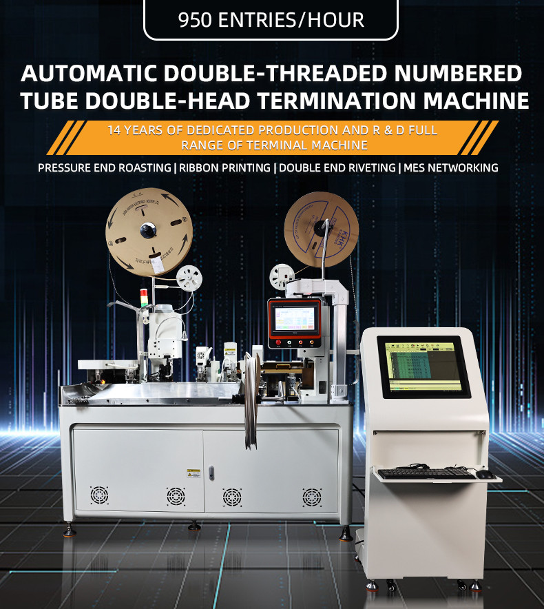 TR-DM02  Double-head Double-piercing Inserting Number Tube Punching Terminal Crimping Machine