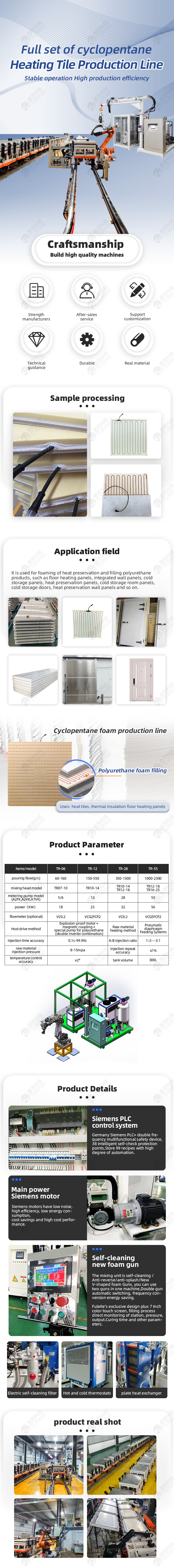 TR-SM06 Full set of cyclopentane graphene Heating Tile Foaming Production Line