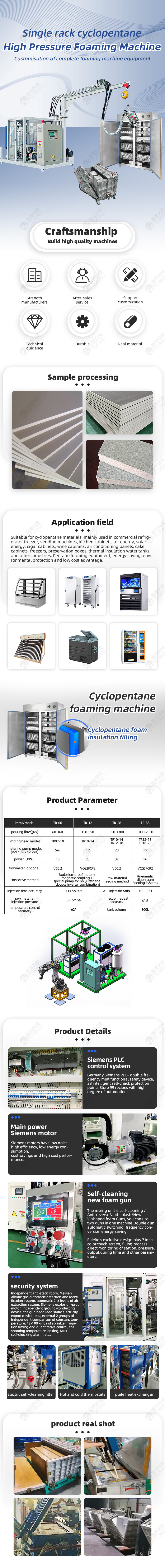 TR-XD18 single rack cyclopentane high pressure foaming machine disinfection cabinet production line