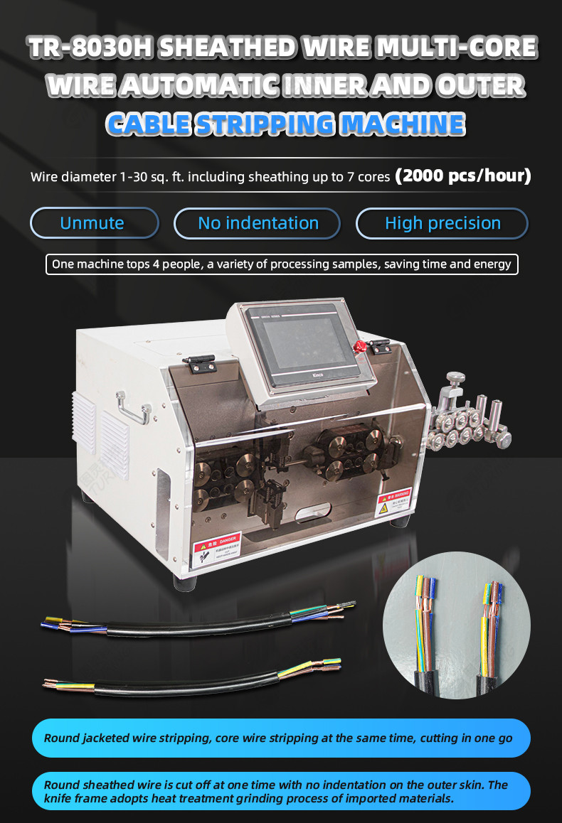 TR-8030H sheathed wire multi-core 30mm² wire automatic inner and outer sheath wrei stripping machine