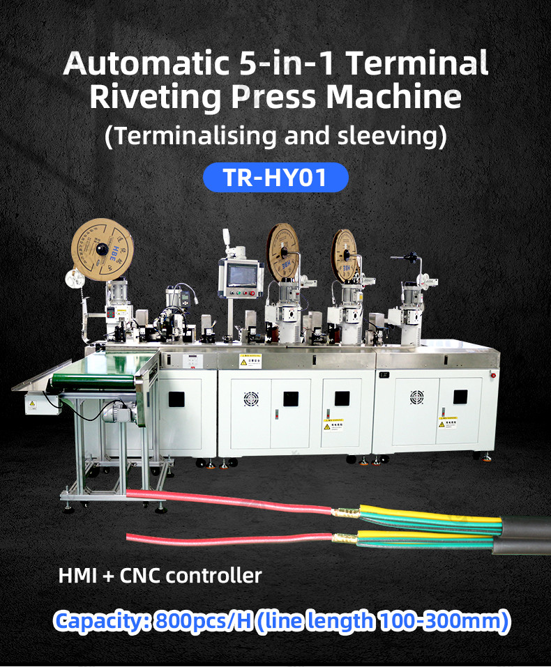 TR-NTC Automatic 5-in-1 Terminal Riveting Press Machine(Terminalising and sleeving)