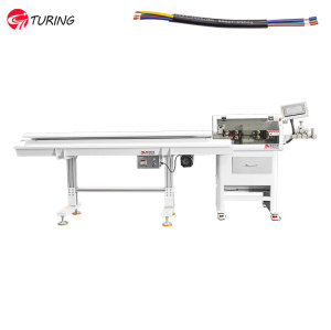 TR-8030HYJS Automatic 30 square 16mm round  sheathed wire inner and outer jacket  stripping machine with take-up stand