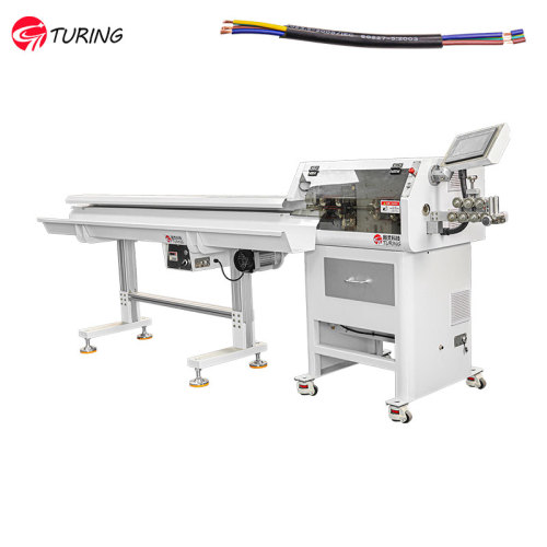 TR-8030HYJS Automatic 30 square 16mm round  sheathed wire inner and outer jacket  stripping machine with take-up stand