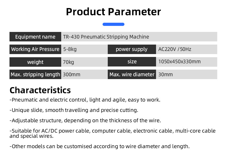 TR-315 Semi-auto Pneumatic Multi-cores Wire Stripping Machine