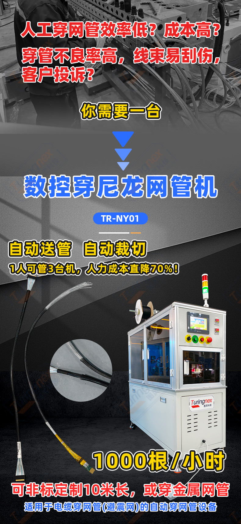 单线线束穿网状编织管机