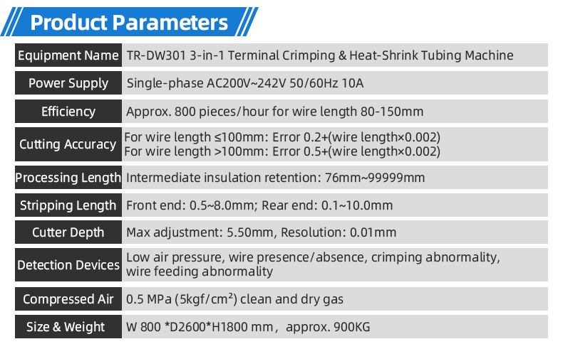 TR-3001 double-head 4T heat shrinkable tube terminal machine