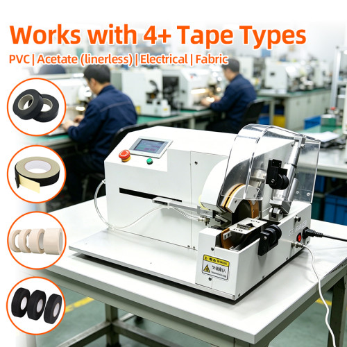 TR-303XL automatic pull wire to wrap PVC tape flannel tape acetate adhesive machine