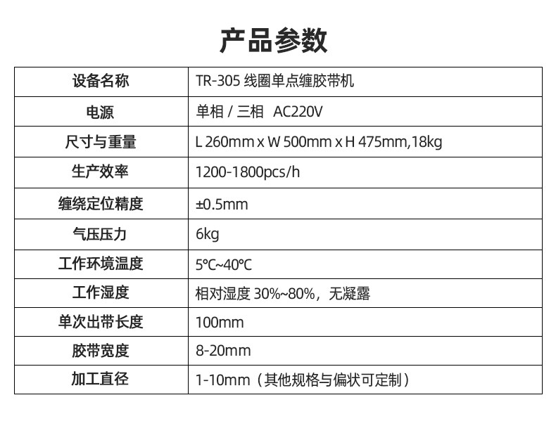 TR-305 气动板线圈单点式缠胶布机