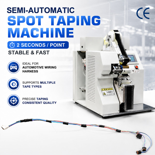 TR-303D Wire Cable Semi-auto Tape Wrapping Machine With Bottom Paper