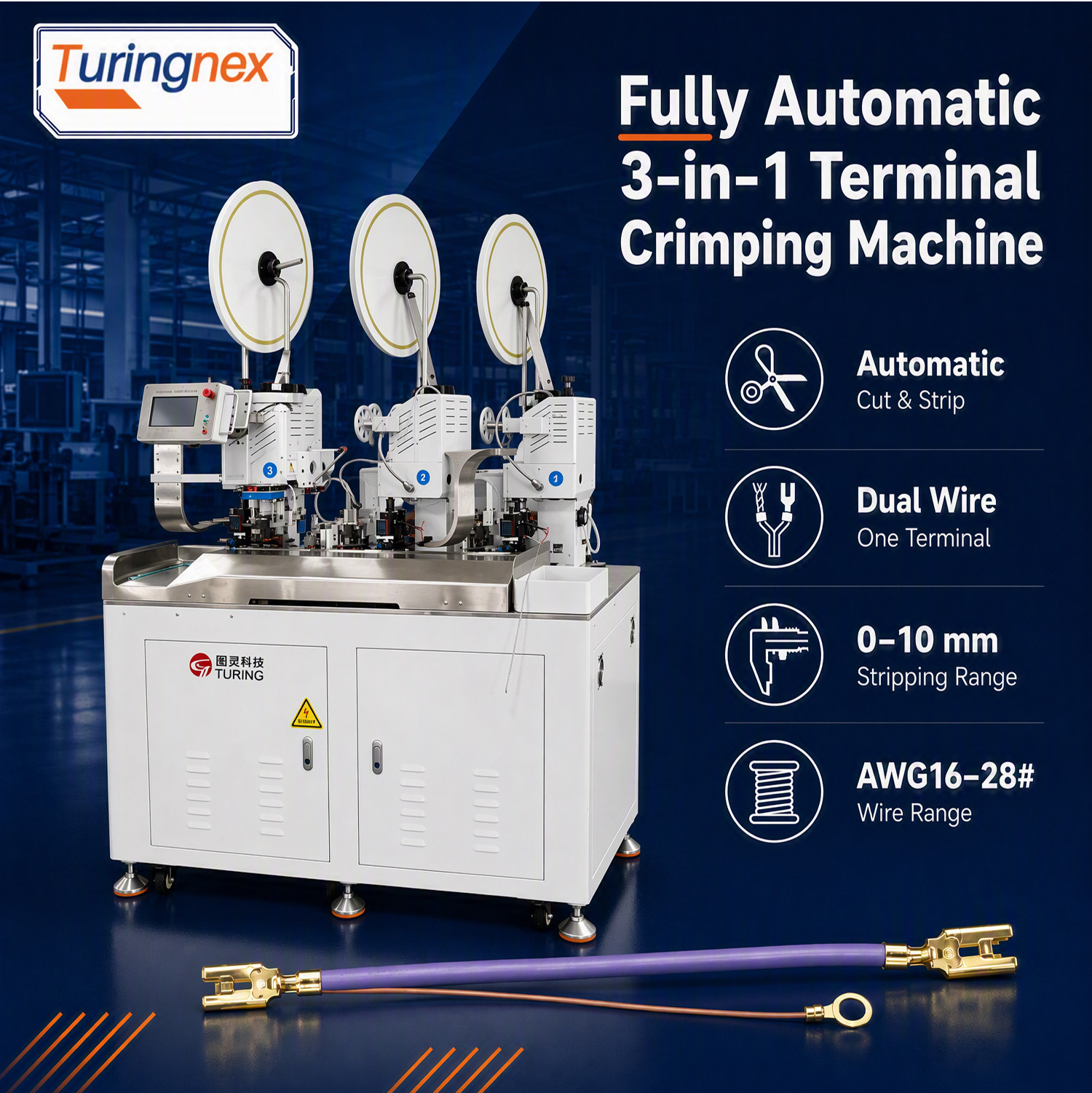 TR-388DZ Fully automatic double-head crimping enadouble-head inserting shellsingle-head threading hydrant machine