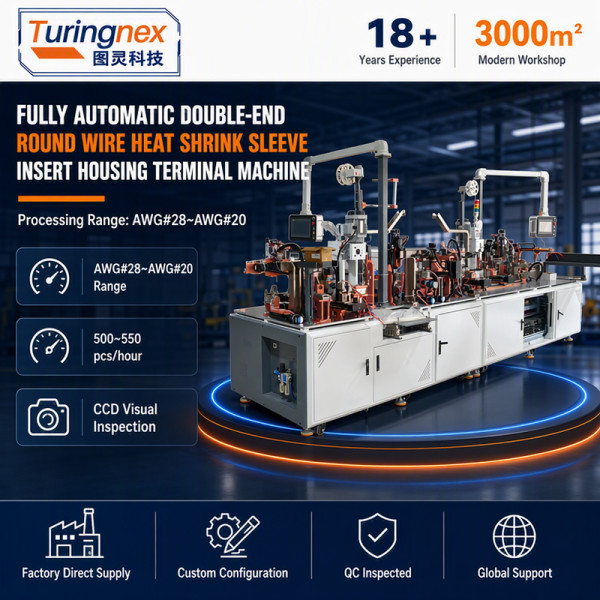 TR-M9 Auto Double-End Crimping Machine for Round  Sheathed Wire with Heat Shrink Tube & Housing Insertion