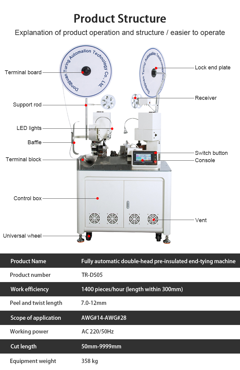 TR-DS05 Fully Automatic Double-head Pre-insulated Terminal Crimping Machine