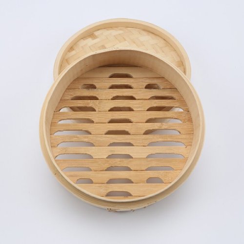 Natural And Eco-Friendly Bamboo Steamer | utensils | 2-Tiers Chinese Food Steamers, Natural Bamboo Steam Basket, Great for dumplings, vegetables, chicken, fish, Dim Sum
