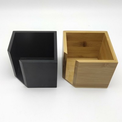 方便和现代的竹制纸巾盒|环保拉式立方体分配器-浴室，办公桌和汽车的装饰架/整理器
