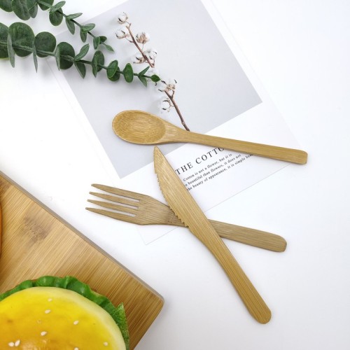 Natural Bamboo Fork, Knife And Spoon Set|Dessert Tableware|Eco-friendly Tableware Set| Degradable Product|Customizable Logo