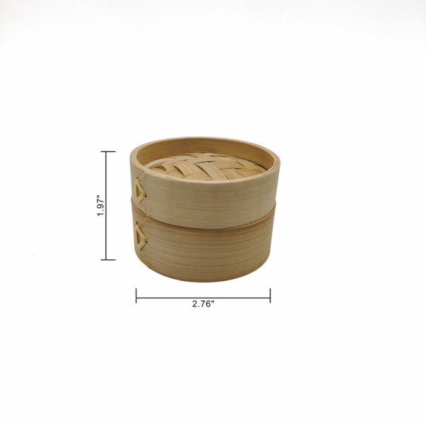Mini Bamboo Steamer|Natural And Eco-Friendly  | utensils | 2-Tiers Chinese Food Steamers, Natural Bamboo Steam Basket, Great for dumplings, vegetables, chicken, fish, Dim Sum
