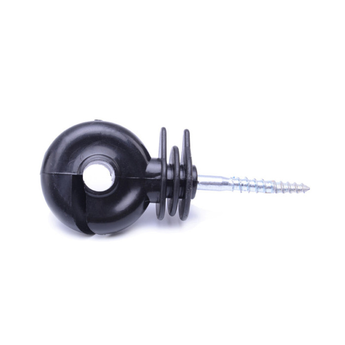 Aislador atornillado del aislador eléctrico negro de la cerca, aislador del poste de madera del poste del anillo de la cerca