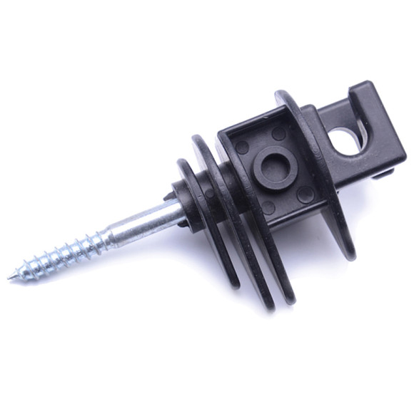 Aisladores de anillo de plástico para cuerdas de 5 mm como máximo, aislante de cerca eléctrico negro Aislador atornillado, poste de anillo de cerca Aislador de poste de madera para alambre