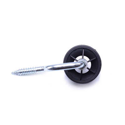 Wood Post Screw-in Corner Post Bracket with Insulator, Corner Polyrope Insulator, Black