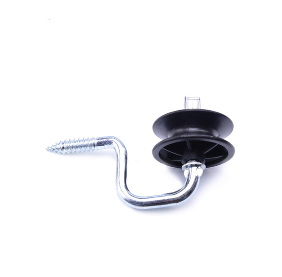 Soporte de poste de esquina atornillado para poste de madera con aislante, aislador de esquina Polyrope, negro