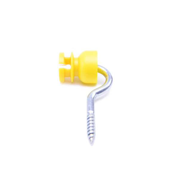 Wood Post Screw-in Post Bracket with Insulator, Polywire Insulator, Yellow, Black