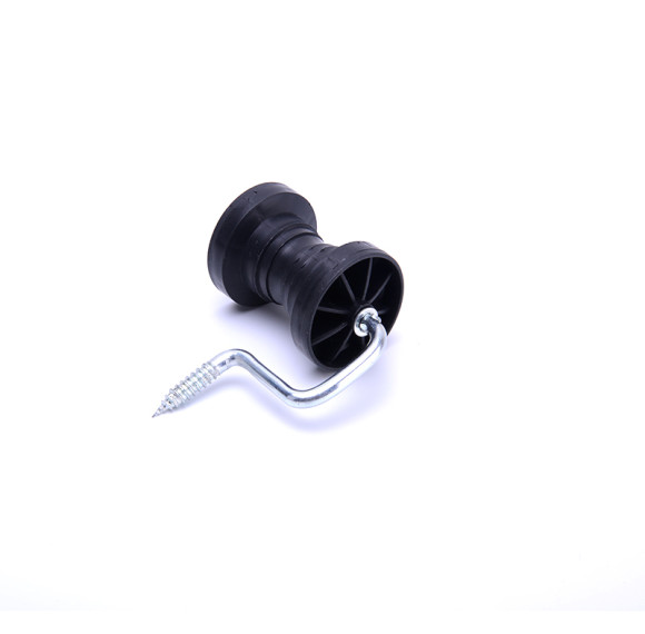 Aisladores de polea de esquina de valla atornillada para poste de madera, aislador de esquina de Polytape, negro