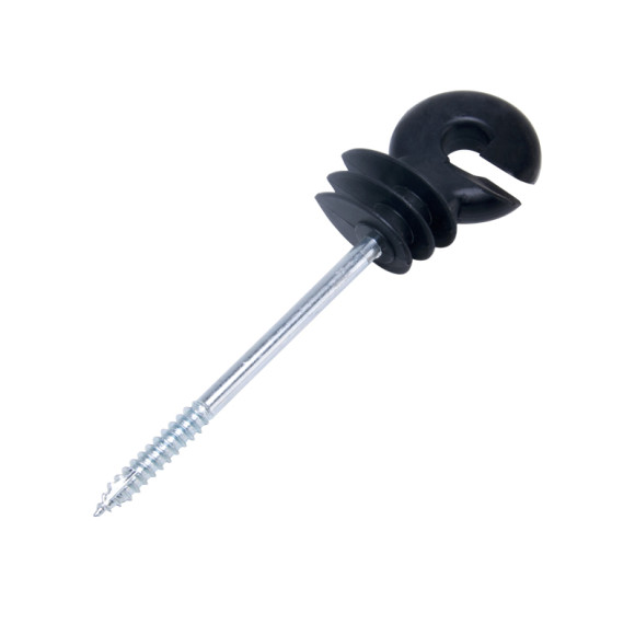 Black Electric Fence Insulator 6‘’ Screw-in Insulator, Fence Ring Post Wood Post Insulator, Plastic Insulators Long Distance Screw for Wooden Post