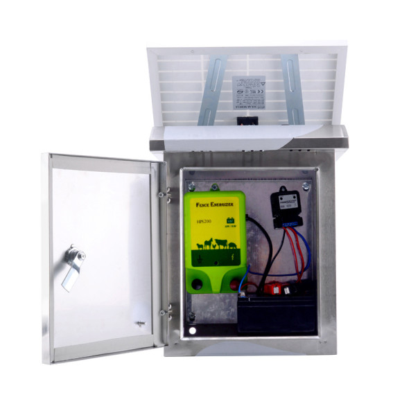 Energizador de 2.0 julios almacenados, energizador de valla de energía solar portátil de 12 voltios, panel solar y cables incluidos