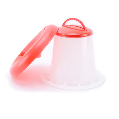 Hanging Outdoor Farm Automatic Poultry Feeder With Lid, White Plastic Hanging Poultry Feeder, Durable Feeding Container with Carrying Handle for Chickens