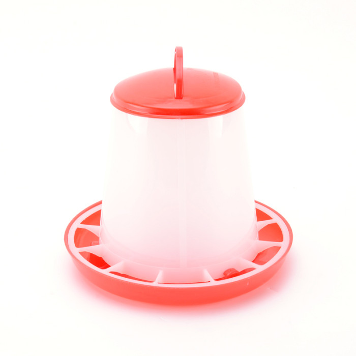Hanging Outdoor Farm Automatic Poultry Feeder With Lid, White Plastic Hanging Poultry Feeder, Durable Feeding Container with Carrying Handle for Chickens