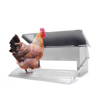 Matel Waterproof Farm Automatic Poultry Feeder With Lid For Chicken, Sturdy Galvanized Steel Poultry Feeders, Automatic Chicken Feeder