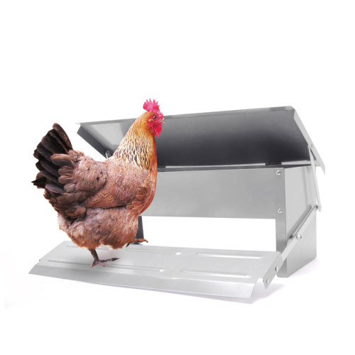 Matel wasserdichte Farm automatische Geflügelfütterung mit Deckel für Hühner, robuste galvanisierte Stahl-Geflügelfütterung, automatische Hühnerfütterung