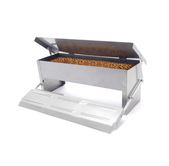 Matel Waterproof Farm Automatic Poultry Feeder With Lid For Chicken, Sturdy Galvanized Steel Poultry Feeders, Automatic Chicken Feeder