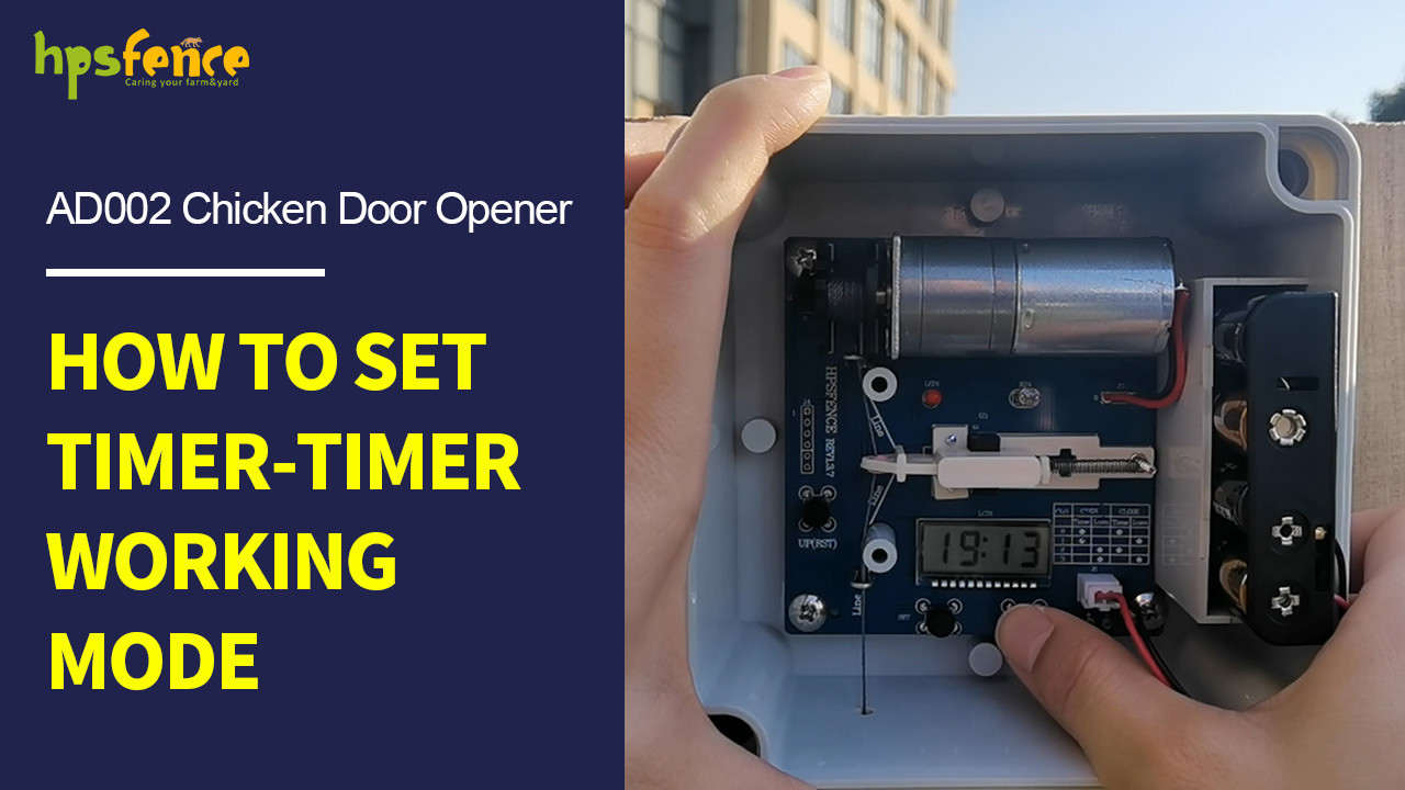 Como definir o modo de funcionamento do temporizador-temporizador AD002 do abridor de porta de frango automático da cerca HPS