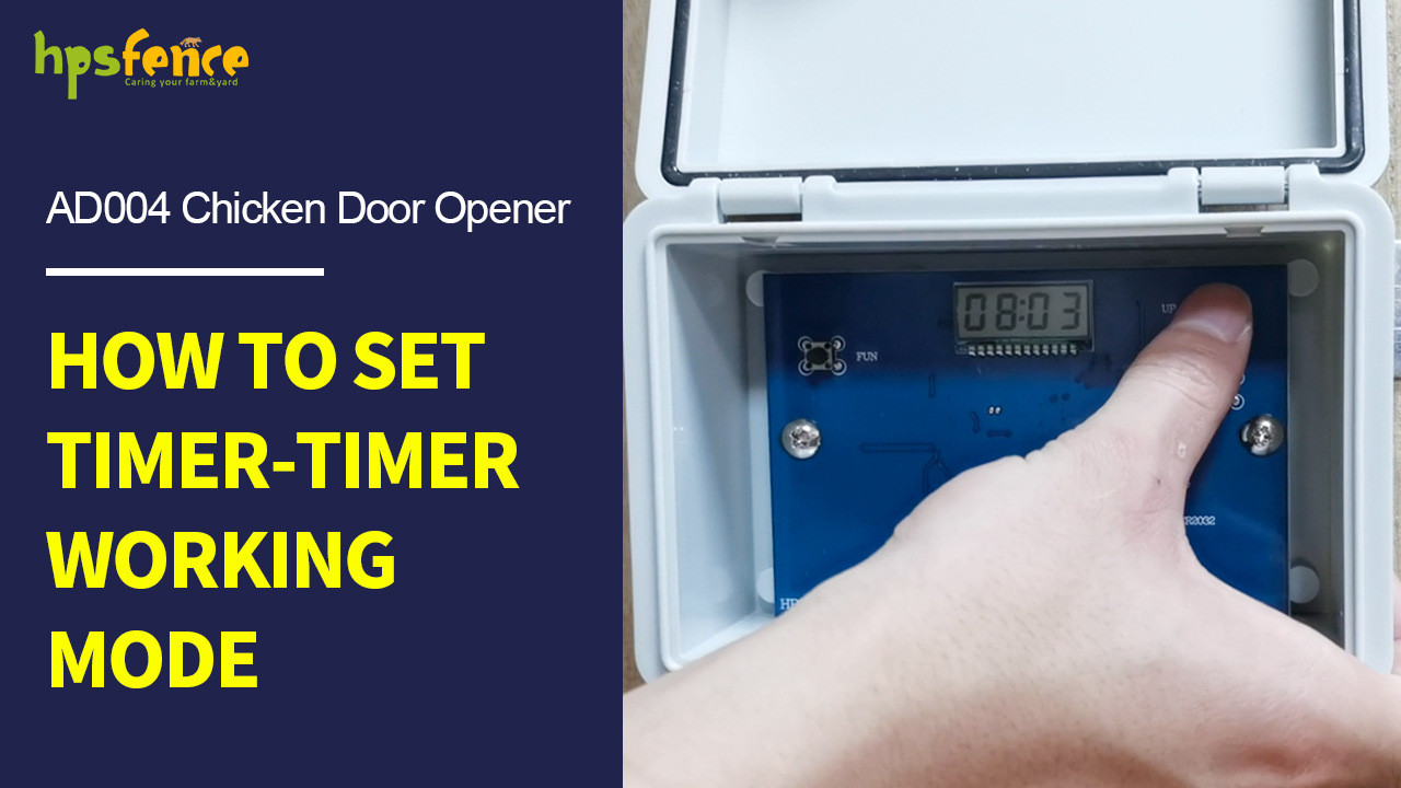 Как установить режим работы таймера-таймера автоматического открывателя двери для кур AD004 HPS Fence