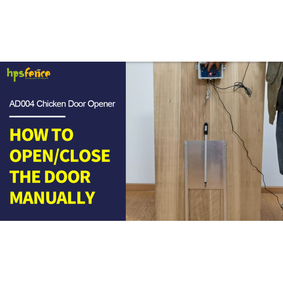 Como abrir a porta manualmente para abridor automático de porta de frango HPS Fence AD004