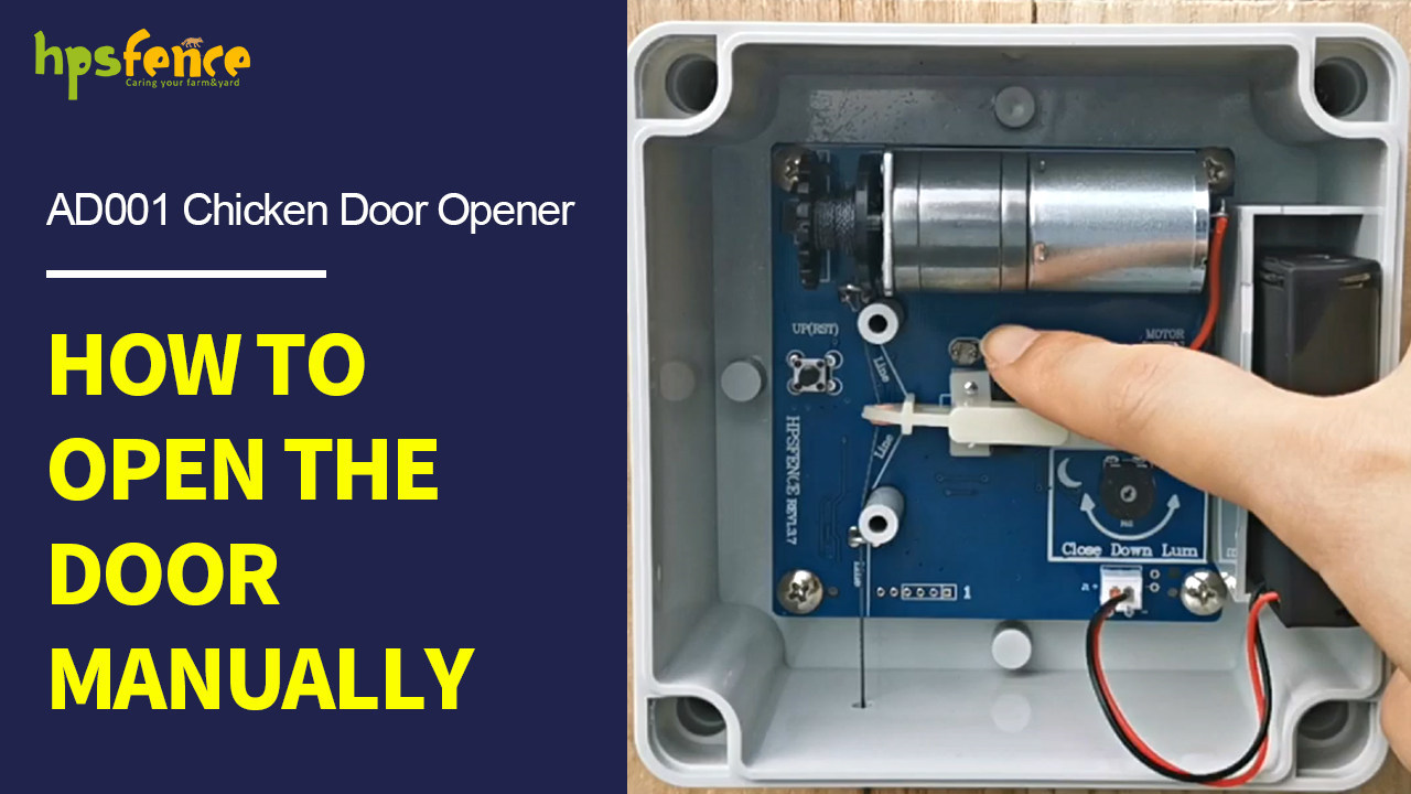 Como abrir a porta manualmente para abridor automático de porta de frango HPS Fence AD001