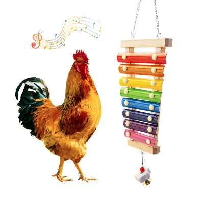 Chicken Xylophone Toy for Chicks Hens Roosters, Wood Xylophone Toy with 8 Metal Keys for Chicks Hens Parrot Bird