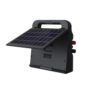 Solar Powered Electric Fence Energizer, 0.25 Joule, Solar Electric Fence Charger, Battery Saving Technology, Solar Battery & Leadsets Included
