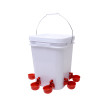 20L Automatic Poultry Waterer Drinker With 6 Water Cups , Chick Waterer Plastic Poultry Fount, Automatic Chicken Water Container Jar, Automatic Chicken Waterer No Waste with Latch and Bottom Bracket