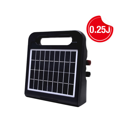 Solar Powered Electric Fence Energizer, 0.25 Joule, Solar Electric Fence Charger, Battery Saving Technology, Solar Battery & Leadsets Included