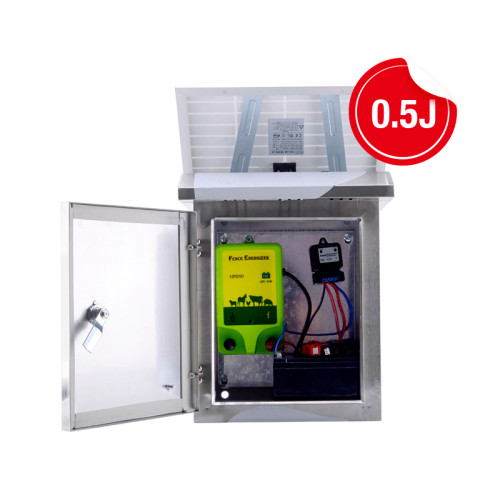 Security Solar Panel Electric Fence Energizer For Sale, Powers up to 2 Miles of Fence, 0.5 Joule