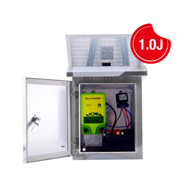 1 Joule Solar Shock Powerful Electric Fence Energizer, 12-Volt Battery-Operated 25-Mile-Range