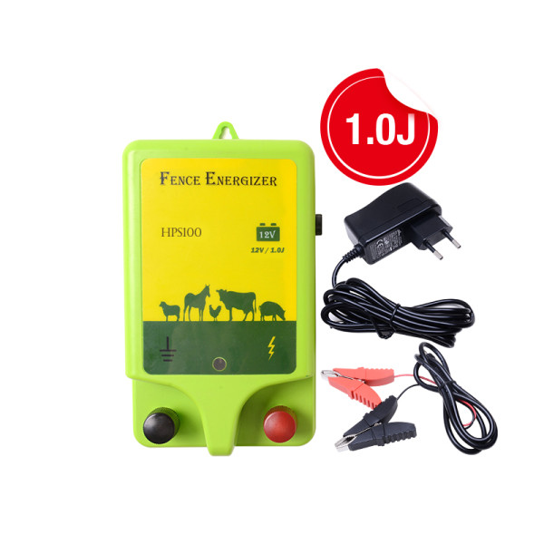 Plug-In Electric Fence Energizer, 1Joules, AC(110V-240V)/DC 12V-Powered Electric Fence Charger,Contain Small Animals
