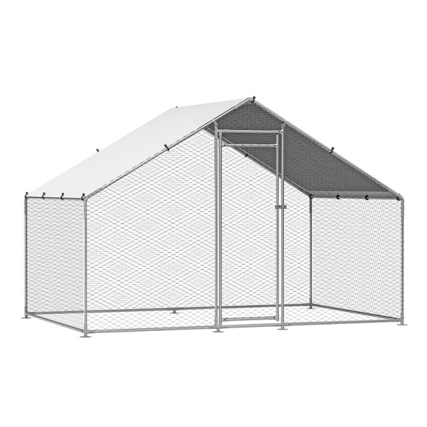 Outerdoor Metal Chiken Coop Large Walk-in Poultry Cage Spire-Shaped Chicken Run with Waterproof Cover