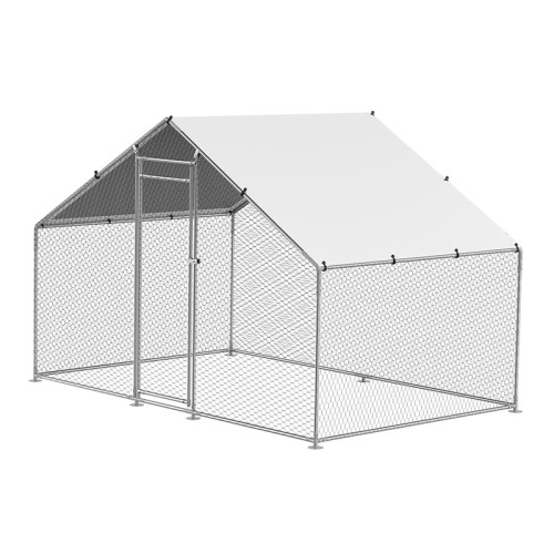 Large Metal Chicken Coop With Run For Home Backyard, Metal Pet House Poultry Hutch, Hen House Chicken Coop