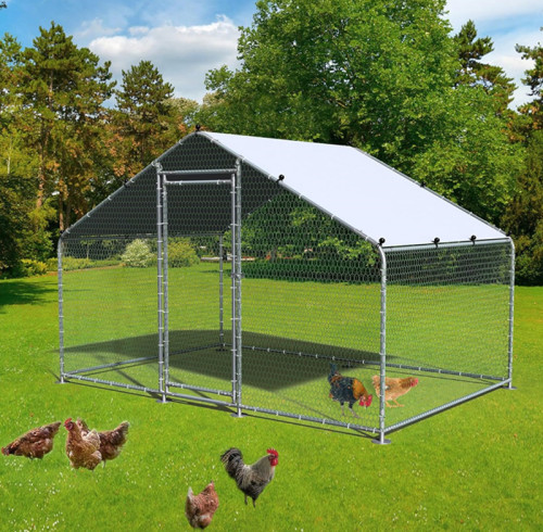 Chicken Coop Large Metal Chicken Run For Yard Walk-in Heavy Duty Anti-UV Cover Poultry Cage